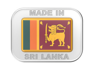 Made in Sri Lanka, silver badge with the flag of Sri Lanka