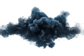 Dark smoke cloud dispersing in a transparent background
