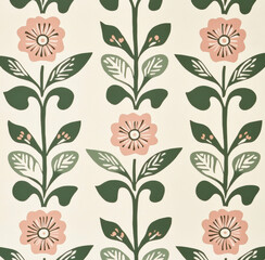 Aesthetic flower illustration with a seamless design, featuring vibrant colors and intricate details. Perfect for textile prints, wallpapers, and digital backgrounds.