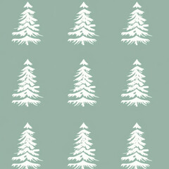 Obraz premium Seamless vector pattern featuring pastel green Christmas trees on a repeat background. Perfect for holiday-themed designs, gift wraps, textiles, and festive decorations.