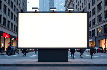 Obraz premium Empty urban panel screen banner. Billboard mock-up city outdoor poster blank street ad sign. 
