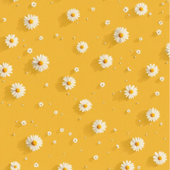 aesthetic background pattern, minimalistic, pastel yellow with tiny daisies on it