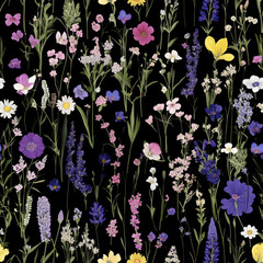 A delicate illustration of wildflowers featuring intricate details and natural beauty. Perfect for botanical prints, textiles, wallpapers, and nature-inspired designs.