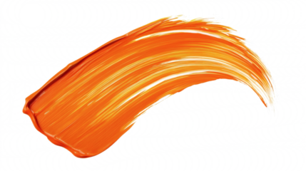 Acrylic orange paint brush strokes, vector bright spiral gradient waves of 3d paint brush texture background. Digital painted paintbrush color paint strokes and smudges isolated on white background