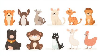 Fototapeta premium Cute Cartoon Animal Characters