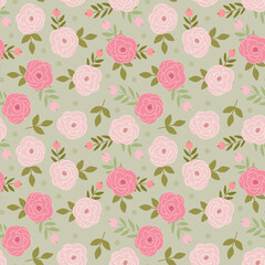 Fototapeta premium Seamless floral pattern, botanical background, wedding print, stylish wrapping paper, Mother's Day, Grandmother's Day, summer flowers