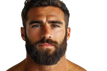 Obraz premium Man with beard and intense gaze in clear background