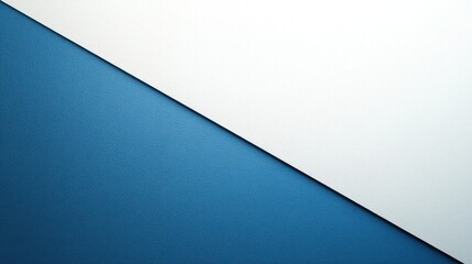 Abstract blue and white diagonal split background.