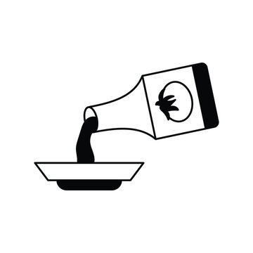 black soy sauce pouring into dish clip art preview