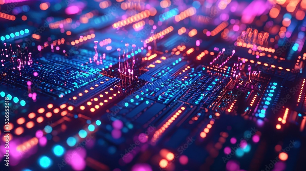 Aufkleber abstract technology background with colorful circuit board design