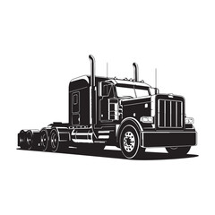 Big Truck line art silhouette vector illustration
