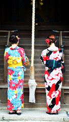 Japanese people wear traditional Japanese clothing