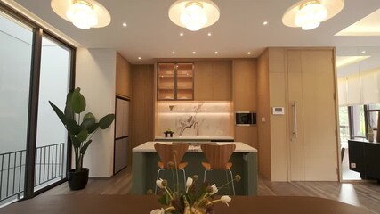 Luxurious apartment interior design visualization. Modern architectural design walkthrough. Architectural design cinematic view.