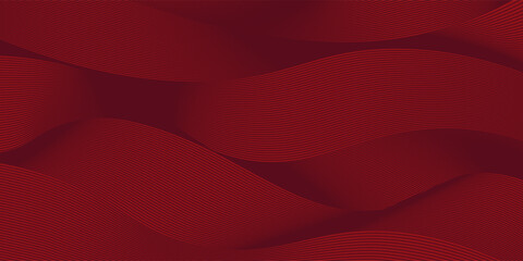 Abstract red background with glowing curve lines. Modern shiny red gradient geometric circle lines pattern. Futuristic concept. Suit for banner, brochure, poster, presentation