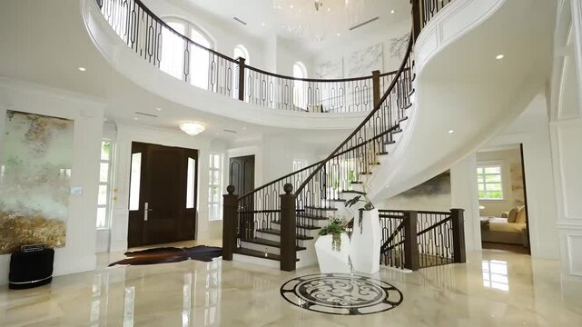 Luxurious apartment interior design visualization. Modern architectural design walkthrough. Architectural design of luxurious apartment cinematic view.