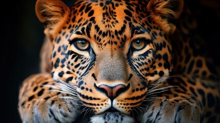 Obraz premium A close up portrait of a majestic leopard looking directly at camera