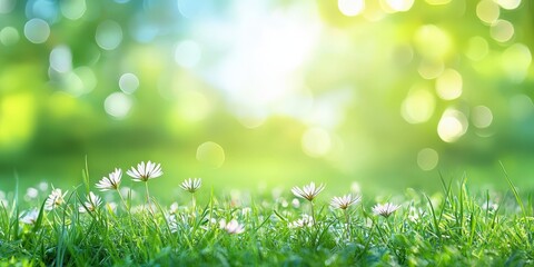 Blurred background of sunny spring meadow