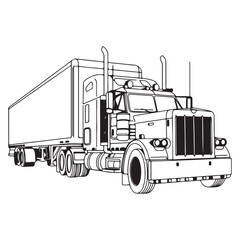 Big Truck line art silhouette vector illustration