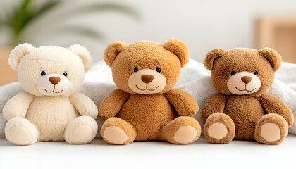 Three teddy bears in a row