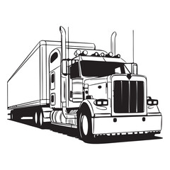 Big Truck line art silhouette vector illustration