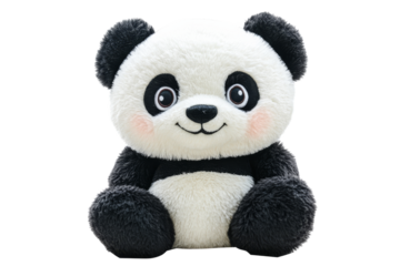 Adorable plush panda toy with a cheerful expression