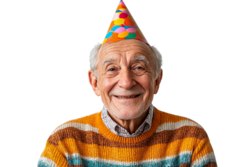 Celebrating a joyful birthday with a cheerful elderly man
