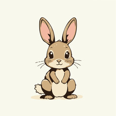 Obraz premium Cute Cartoon Rabbit Sitting Illustration. Vector image