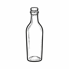 Empty Glass Bottle with Cork Top Illustration. Vector image