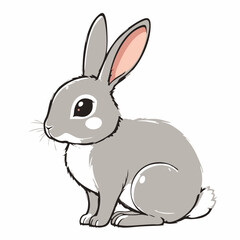 Obraz premium Cute Gray Rabbit Sitting Illustration. Vector image