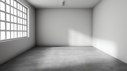 An empty room with white walls and a concrete floor.