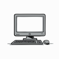 Fototapeta premium Hand Drawn Desktop Computer Illustration. Vector image