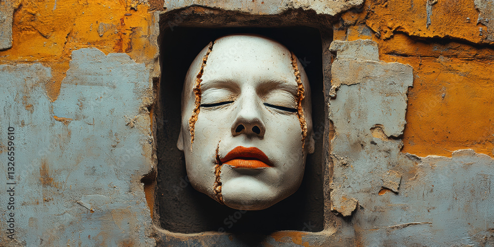 Aufkleber a portrait showcasing hidden elements, combining normality with intrigue in a high-fidelity format.