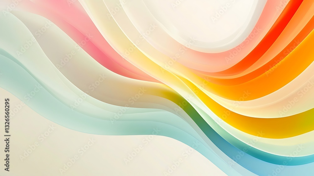 Poster rainbow wave of color: an artistic display of vibrant colors that flow and blend, creating a harmoni