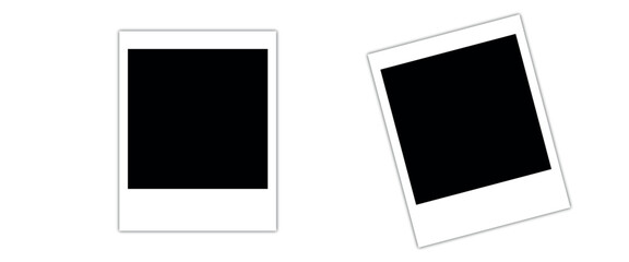 Polaroid photo frame on a white background. Blank instant photo template for design and mockups. Vector illustration.