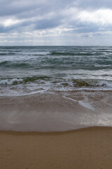 The beach at high tide in the early morning, photographed in Haitang Bay, Sanya, Hainan, China.