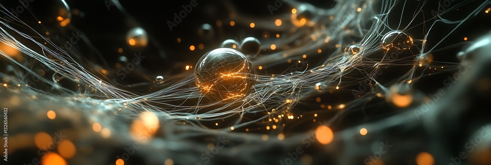 Poster abstract bio-network: a mesmerizing digital rendering of a complex biological network, depicting glo