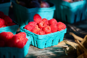 raspberries in a basket