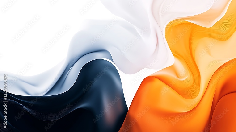 Poster flowing fabric symphony: a vibrant display of color and movement, with layers of fabric blending sea
