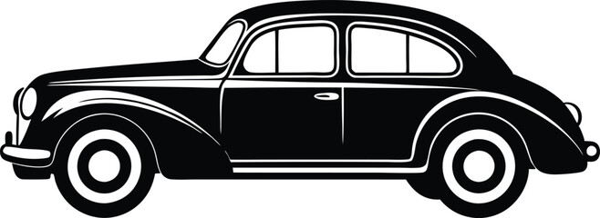 vintage car silhouette vector, old car silhouette vector graphic