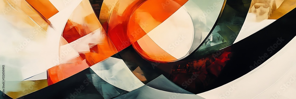 Poster abstract geometric composition: a vibrant abstract composition featuring a dynamic interplay of shap