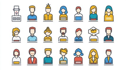 Diverse People Icons Set
