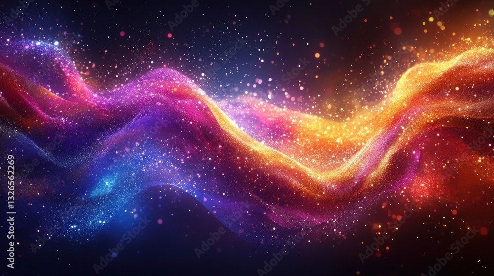 Aufkleber abstract colorful glowing wave with particles.