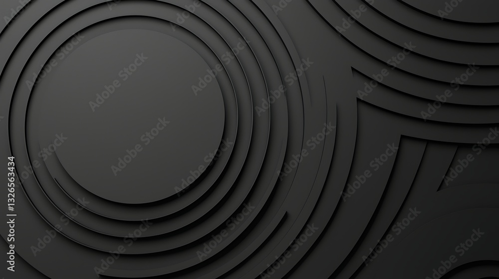 Poster a textured, abstract design featuring concentric circles on a dark background, creating a modern and