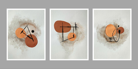 Pastel set of abstract minimal shape background. Modern contemporary design, Element with circle shape, line and texture. Minimalist style. Vintage design for poster. Surrealism style composition