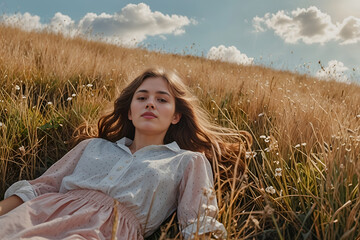 young woman in a field