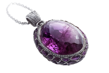 Elegant purple gemstone pendant with intricate design