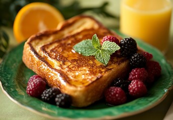 French Toast Served with Berries and Syrup for a Delicious Breakfast