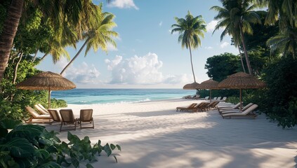 Fototapeta premium tropical beach with palm trees