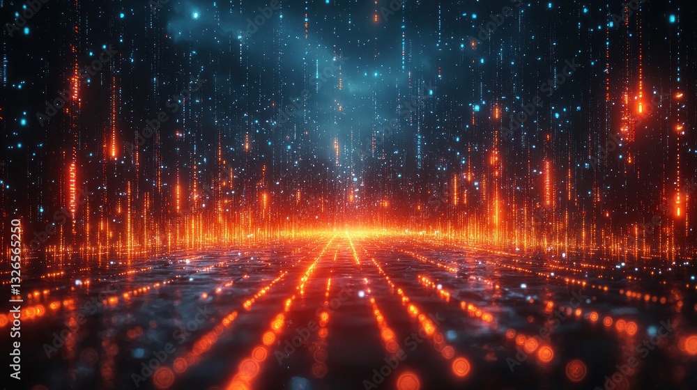 Aufkleber abstract glowing digital data streams.