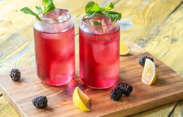 Blackberry Fizz Mocktail with mint, lime, and honey for a refreshing sip